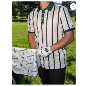 Byrd Gang Old Stripes Golf Polo Green‎ White Size XL
